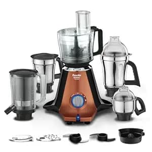 Preethi Zodiac Stardust Mixer Grinder + Food processor I 750 Watt I 2yr Guarantee & Lifelong Free Service I 5 Jars (3 Stainless steel Jars +1 Juicer Jar+1 Master Chef Plus Food processor Jar)-MG-265