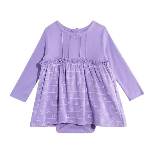 Mothercare Girls Cuddle Bunny Printed Full Sleeve Romper | Soft Cotton Baby Jumpsuit for Infants & Toddlers, Purple