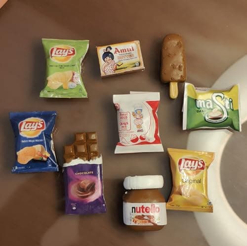 Bumbleberry Dairy Chocolate and Chips Miniature 3D Food Fridge Magnet | Set of 9 | Kitchen Decor | Handmade in India | 3D Fridge Magnets | Best for Gifting