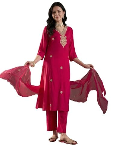 INDO ERA Women's White Pure Cotton Floral Printed Flared Fusion Kurta & Pant Set