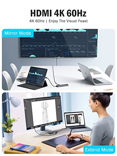 Lemorele USB C Hub with HDMI 4K@60Hz -6 in 1,with Gigabit Ethernet, 2*USB 3.0, PD 100W,3.0 Data Transfer Compatible with MacBook Air/Pro, iPad, Windows, Chromecast 3