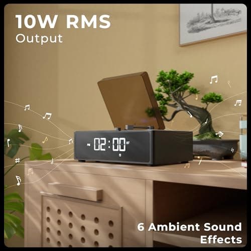 Zebronics 10W Portable Bluetooth v6.0 Speaker, Dual 5.2cm Drivers, 9hr Backup, Retro CD Design, 6 Ambient Sound Effects, TWS Support, Passive Radiator, Built-in Clock, Alarm & Call Function (Echospin) 2