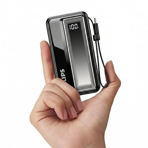 Philips DLP2721NB/94 20000mAh 45W Fast Charging Power Bank with Built-in Type-C Cable (Dark Slate) | Digital LED Display | Lithium Polymer | 2 Type-C & USB-A | Pocket Size | Compact & Travel-Friendly