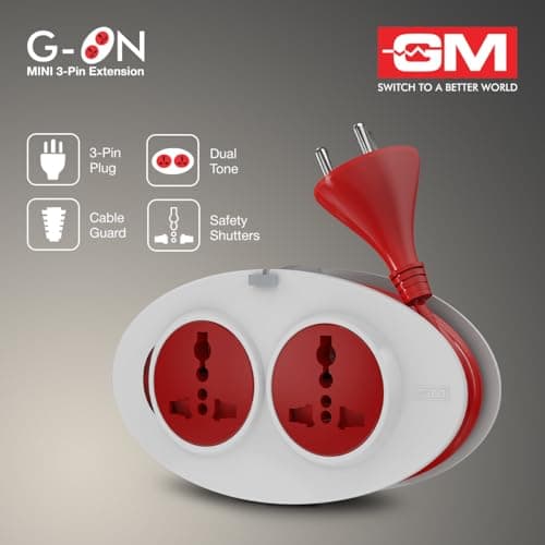 GM 3207 G-On Extension Board with 3 International Sockets | 1.5M Extension Cord | Dual-Tone Design | Child Safety Shutters | Compact & Travel-Friendly | 240V Power for Laptops, Phones & More 5