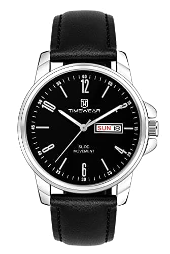 TIMEWEAR Analog New Track Black Dial Day Date Functioning Black Leather Strap Watch for Men 2