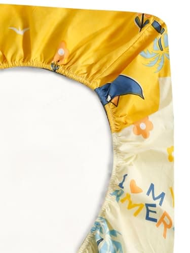 Home Sizzler 210TC Microfibre Playful Dinosaur Elastic Fitted Double Bedsheet (72X78 Inch) with 2 King Size Pillow Covers 6