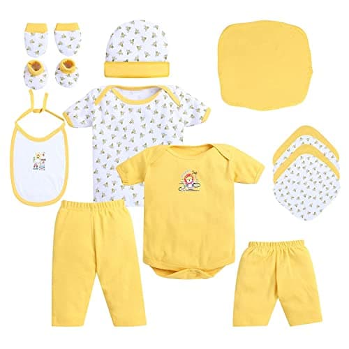 EIO Baby's Cotton Printed New Born Baby Clothing Gift Set -13 Pieces (Yellow) 2