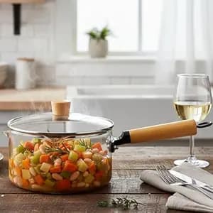 The Better Home Borosilicate Glass Saucepan for Gas Stove (2.8L) with Handle | Non Induction Base | Microwave Safe | Milk Boiling Pot | Tea Saucepan