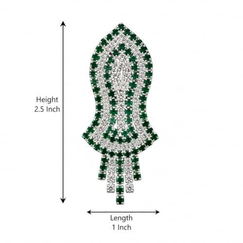 Brooch Pin Leaf Shape Rhinestone for Saree, Suit & Blazer (Green) 2