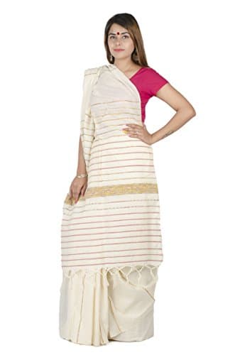 Tribes India Women's Cotton Khes Saree(Multi-Coloured,6 mtr) 2