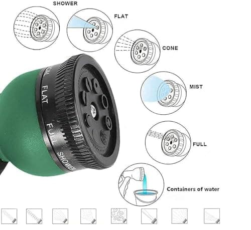 Leafly Garden Hose 7 Pattern High Pressure Garden Hose Nozzle Water Spray Gun With Leak Proof 2 Pcs Metal Grip Lock Gardening Washing Gun (MULTI COLOUR) (7 FUNCTION) (100_GUN) 5
