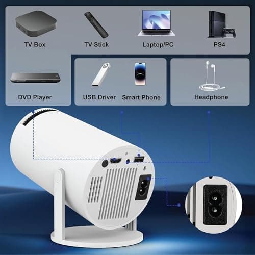 OLV Mini Projector for Home, 4K 1080P Full HD Projector Supports Netflix, Prime and YouTube Etc. WiFi 5G, BT-5.0, Cinema Projector 180° Android 11, Compatible with TV Stick/Windows/iOS/Android 5