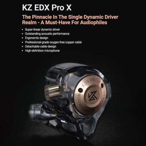 KZ EDX PRO X Earphone Wired in Ear Monitor, New 10mm Super-Linear Dynamic Driver IEM, Deep and Powerful Bass, Immersive Audio Experience, HD Calling with 2Pin Detachable Cable 2