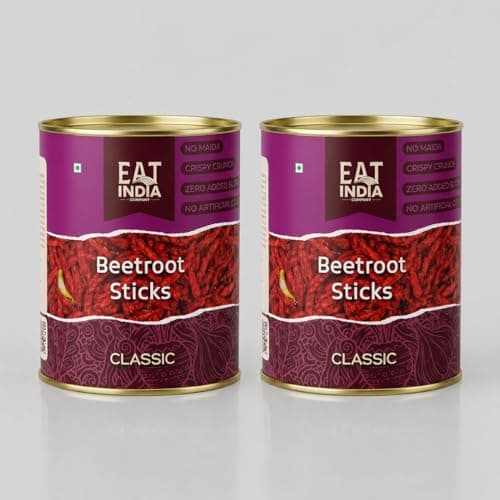 Eat India Company Beetroot Sticks 200g(Pack of 2 x 100g) | Real Beetroot Snack | No Artificial Colours | No Added Sugar | Crispy | Modern Indian Snack | Premium | Plant Based