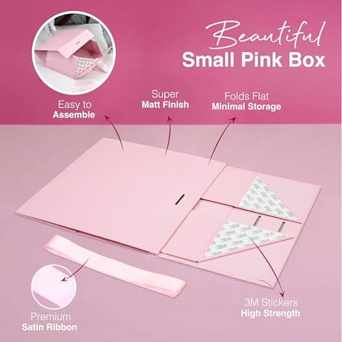 RBS® - Foldable Gift Box with Ribbon 23 x 16 x 10cm Gift Box for Packing (1 Pack) Multi-Purpose Gift Boxes for Presents Decorative Hamper Box Return Gift Boxes for Packaging (Pink - S) 4