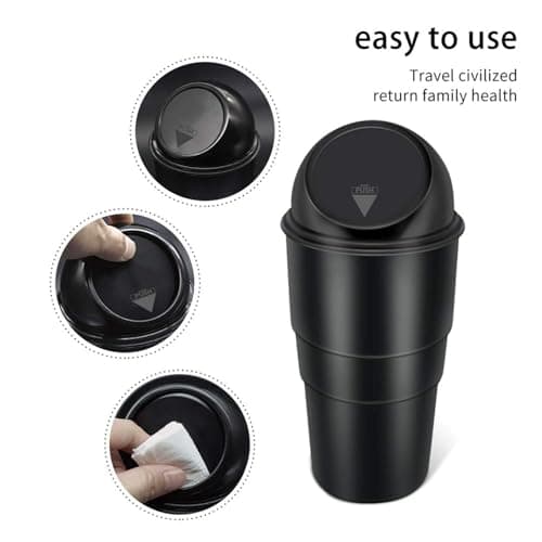 Oblivion Car Dustbin – Waste Management Bin for Car, Office, Home & Vehicle – Car Accessories, Portable Garbage Organizer with Lid, Small Trash Box for Table, Desk, Kitchen & Travel (Black) 3