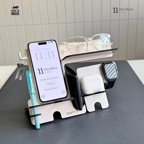 11 Strokes multipurpose organizer with mobile stand for desk, pen stand and Calendar 2025 | Office Table Accessories I Gift for man & woman I Stationary Organizers box Office decor items 5