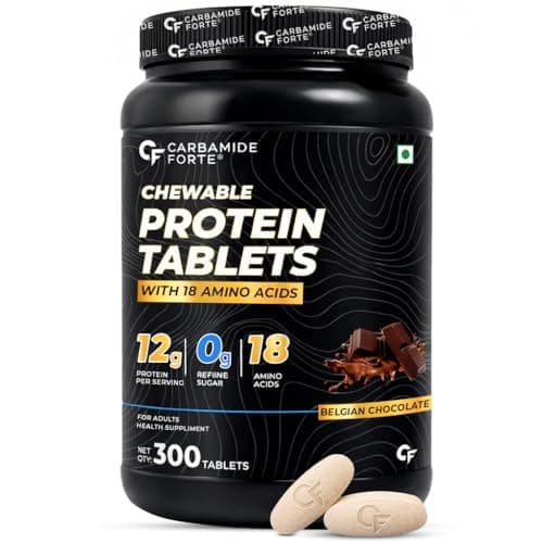 Carbamide Forte Protein Chewable – 12g Whey Protein Per Serving | Whey Protein with 18 Amino Acids | No Refined Sugar | Tasty, On-the-Go Protein Tablets for Men & Women | 300 Tablets