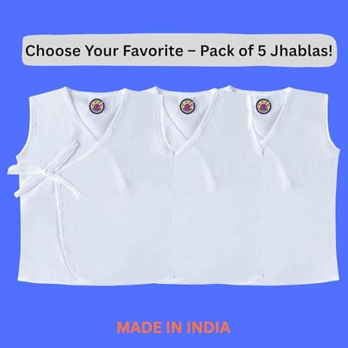 NAVTARANG Pure Cotton White Jhablas for New Born Baby 0-3 Months, Soft & Comfortable Babt Vest, for Boys & Girls, Pack of 5, Infant Clothes Summer 5