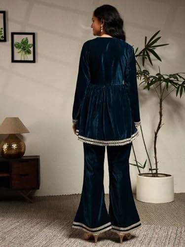 Leriya Fashion Women’s Velvet Co-ord Set | Winter Co ord Sets for Women Stylish | Party Suit | Formal Office Wear & Casual Look | Latest 2