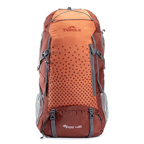Tripole Air Trekking and Travel Rucksack with Rain Cover and Laptop Sleeve | 3 Year Warranty (Red, 46L)