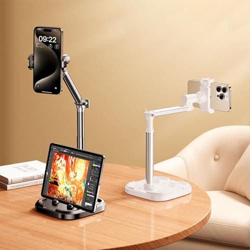 ADZOY JC-001 Dual Phone & Tablet Stand Adjustable Desktop Holder for Mobile & iPad | Foldable Multi-Angle Stand with Anti-Slip Base for Video Calls, Online Classes, Office & Home