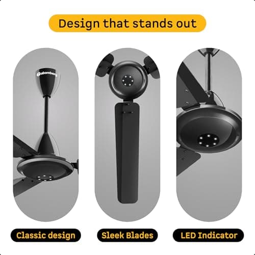 atomberg Efficio Alpha 1200mm BLDC Ceiling Fan with Remote Control | BEE 5 star Rated Energy Efficient Ceiling Fan | High Air Delivery with LED Indicators | 2 Year Warranty (Gloss Black) 2