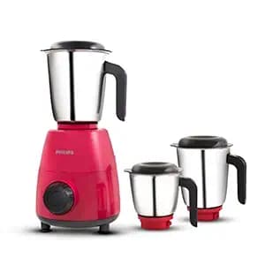 PHILIPS HL7505/05 Mixer Grinder, 500W Endura Motor with rapid cool motor technology, 3 heavy duty and leak proof Jars, Strawberry, Red