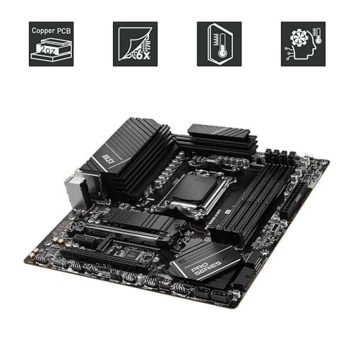 MSI PRO B650M-A WiFi Motherboard | Micro-ATX -Supports AMD Ryzen 7000 Series Processors | AM5-DDR5 Memory Boost 6400+MHz/OC | 2 x PCIe 4.0 x16, 2 x M.2 Gen4 | 4x EZ Debug LED | 7.1 HD Audio | Wi-Fi 6E 4