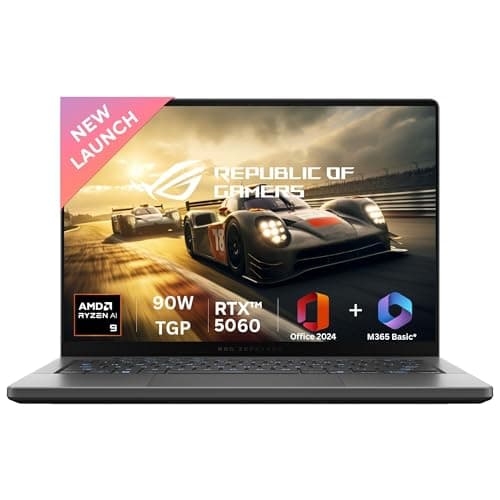 ASUS ROG Zephyrus G14,AMD Ryzen 9 270, Gaming Laptop(RTX 5060-8GB/90W TGP/16GB/1TB/3K OLED/14/120Hz/73WHrs/Windows 11/M365 Basic (1Year)*/Office Home 2024/Eclipse Gray/1.5 Kg) GA403UM-QS007WS