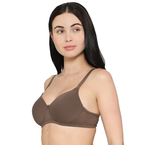 Wacoal Women’s Basics Essentials Padded Non-Wired 3/4th Cup Everyday Wear Cotton Blend T-Shirt Bra-Brown 38C 3
