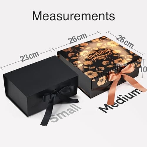 RBS® - MEDIUM Birthday Gift Boxes (26 x 26 x 10cm) Empty Gift Box for Packing (1 Pack) Holding Upto 8kg Hamper Boxes for Gift Empty Multipurpose Birthday Gift for Couple Special (Chinese Peonies) 6