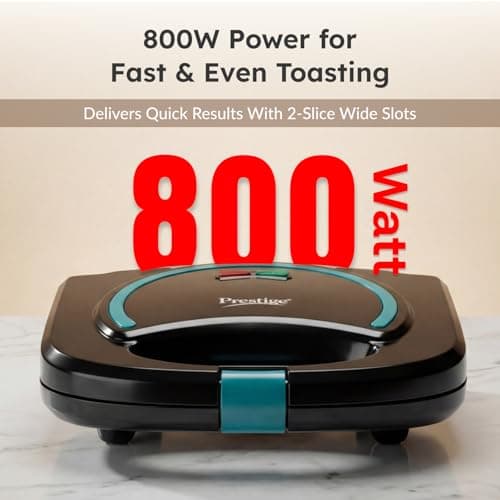 Prestige PGMFB (D) 800W Sandwich Toaster with die cast aluminium grill plates|Power indicators|Non-stick coating|Black|1 year warranty 3
