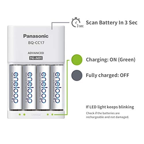 Panasonic Eneloop CC17N advanced charger for AA & AAA rechargeable Batteries LED indicator charging control system. 3