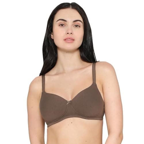Wacoal Women’s Basics Essentials Padded Non-Wired 3/4th Cup Everyday Wear Cotton Blend T-Shirt Bra-Brown 38B