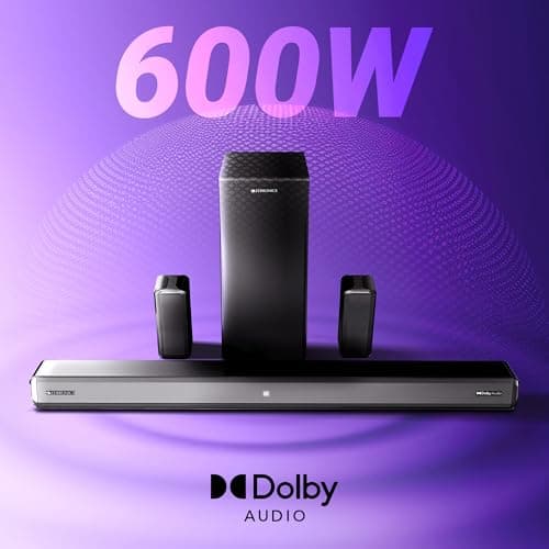 ZEBRONICS Juke BAR 9510WS PRO Dolby 5.1 Soundbar, Dolby Audio, 600 Watts, Wireless (Dual Rear Satellites & 6.5" Subwoofer), Triple Driver Soundbar, Bluetooth v5.1 | HDMI (ARC) | Optical | USB | AUX 2