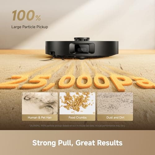 DREAME L50 Robot Vacuum and Mop, 25000Pa Vormax Suction, MopExtend Edge Cleaning, Dual Anti-Tangle Main/Side Brushes, 10.5mm Auto Mop Lifting, Smart Carpet Detection, 5200mAh, Ideal for Pet Hair 3
