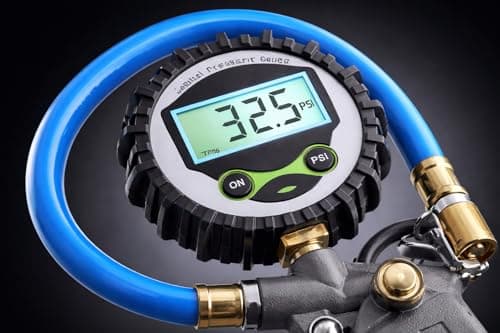 Digital Tire Pressure Gauge Inflator Gun with LCD Display, Heavy Duty Air Compressor Tool with Brass Nozzle & Flexible Hose, Accurate PSI Meter for Car, Bike, Motorcycle & Bicycle Tires 2