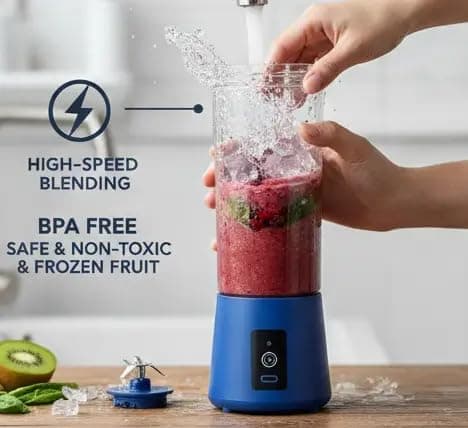 Portable Juicer Mixer Blender for Juices, Smoothies, Cold Coffee, Rechargeable 6 Blades Bottle Juicer Smoothie Maker 5