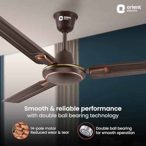 Orient Electric’s 1200 mm Pacific Air Déco| Decorative ceiling fan | Powerful airflow| BEE 1 Star Rated | 2-year warranty | Smoke Brown, pack of 1 5
