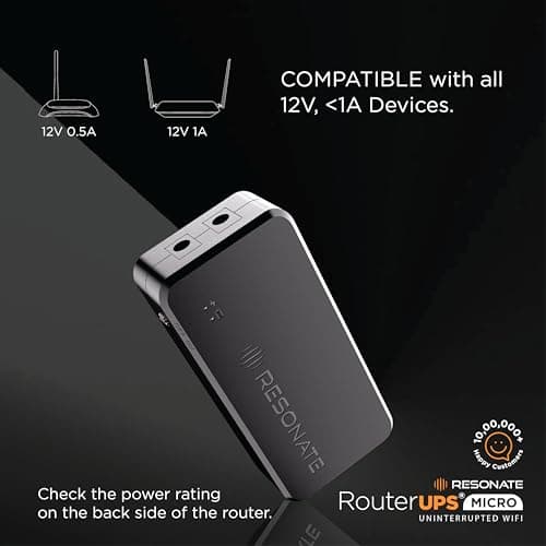 RESONATE RouterUPS® Micro | Original Router UPS for 12V WiFi Router & Modem | Uninterrupted Power Backup Upto 4 Hours During Powercut | Compact Mini UPS with Intelligent Charging 4