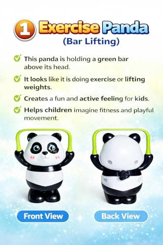 MERRILY Cute Panda Toy Set for Kids – Rotating & Moving Action Panda Figures, Interactive Fun Play Toys, Safe Educational Gift for Boys & Girls 3+ (3PCS Set) 3