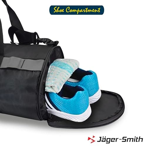 Jager-Smith JSGB401(Black,Grey) Unisex Gym Bag with Shoe Compartment | Front Pocket 5