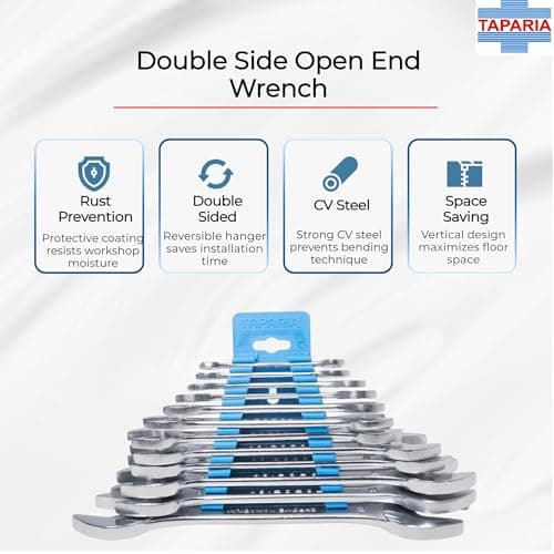 TAPARIA DEP12HP (12 Pc) Spanner Set-6x7 to 30x32mm Double Side Open End Wrench, Wall Hanging-High Grade CrV Steel Forged-Rust Prevention Coating-Professional Mechanic Tool Set-DIY, Home, Professional 3