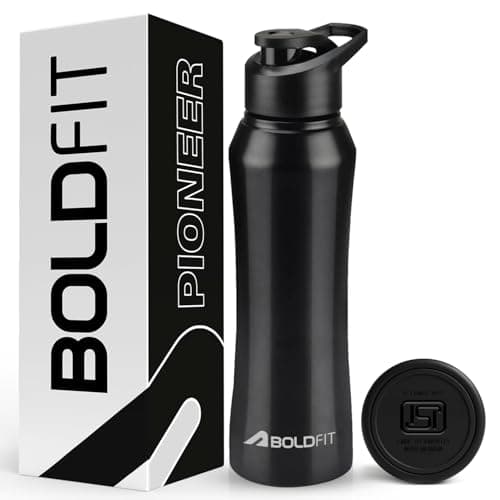 Boldfit Stainless Steel Sipper Bottle - 1 Litre Leakproof, Rust Free for School, Office, Gym - Black