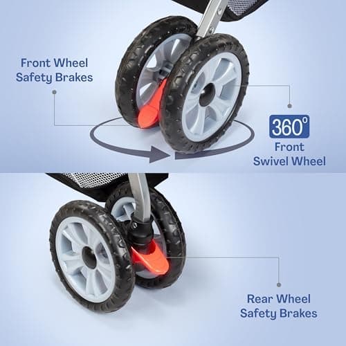 LuvLap Sunshine Baby Stroller/Pram for 0 to 3 Years, New Born/Toddler/Kid, 5 Point Safety Harness, Adjustable backrest, 360° Swivel Wheel, Large Storage Basket, Reversible Handlebar(Navy Blue) 6