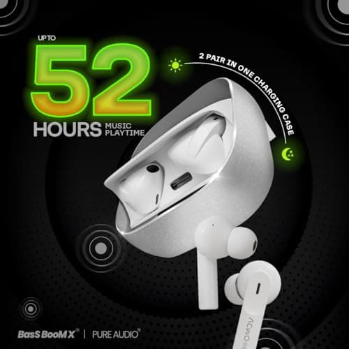 ACwO DwOTS Fire India's First in-Ear + Half-in-in Ear Earbuds in one case, 3+3 EQ Modes, Wireless Charging Enabled, AI-ENC with Quad Mic (Cosmic Silver) 3