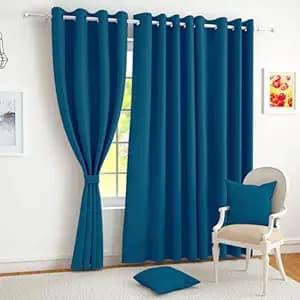 Story@Home 100% True Blackout Window Curtains 5 Feet Long Set of 1 | Solid Design |Room Darkening Curtain | Thermal Insulated Curtains for Living Room, Bedroom | (116 X 152 Cm, Denim Blue)