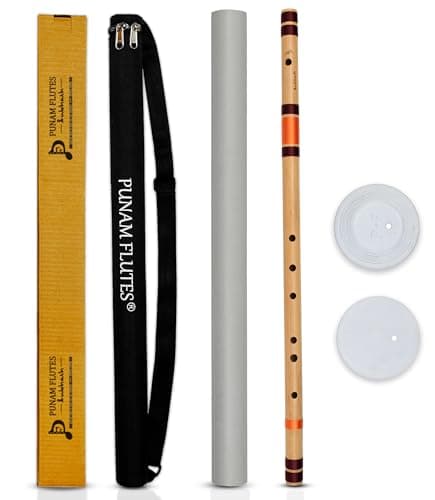 Punam Flutes E Natural Base Right Hand Indian Bansuri Size 29.3 Inches