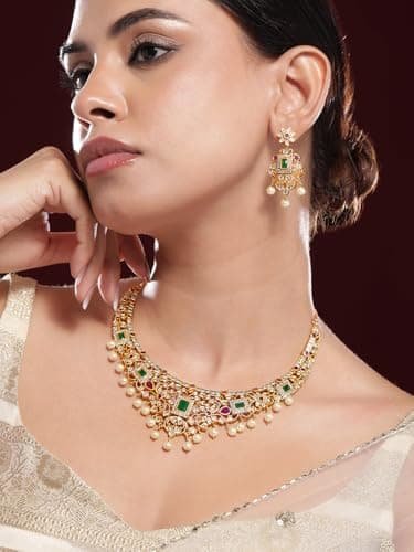 Rubans Jewellery Set Ruby Statement Traditional Women Wedding Fashion Trendy Gift for Women & Girls 2